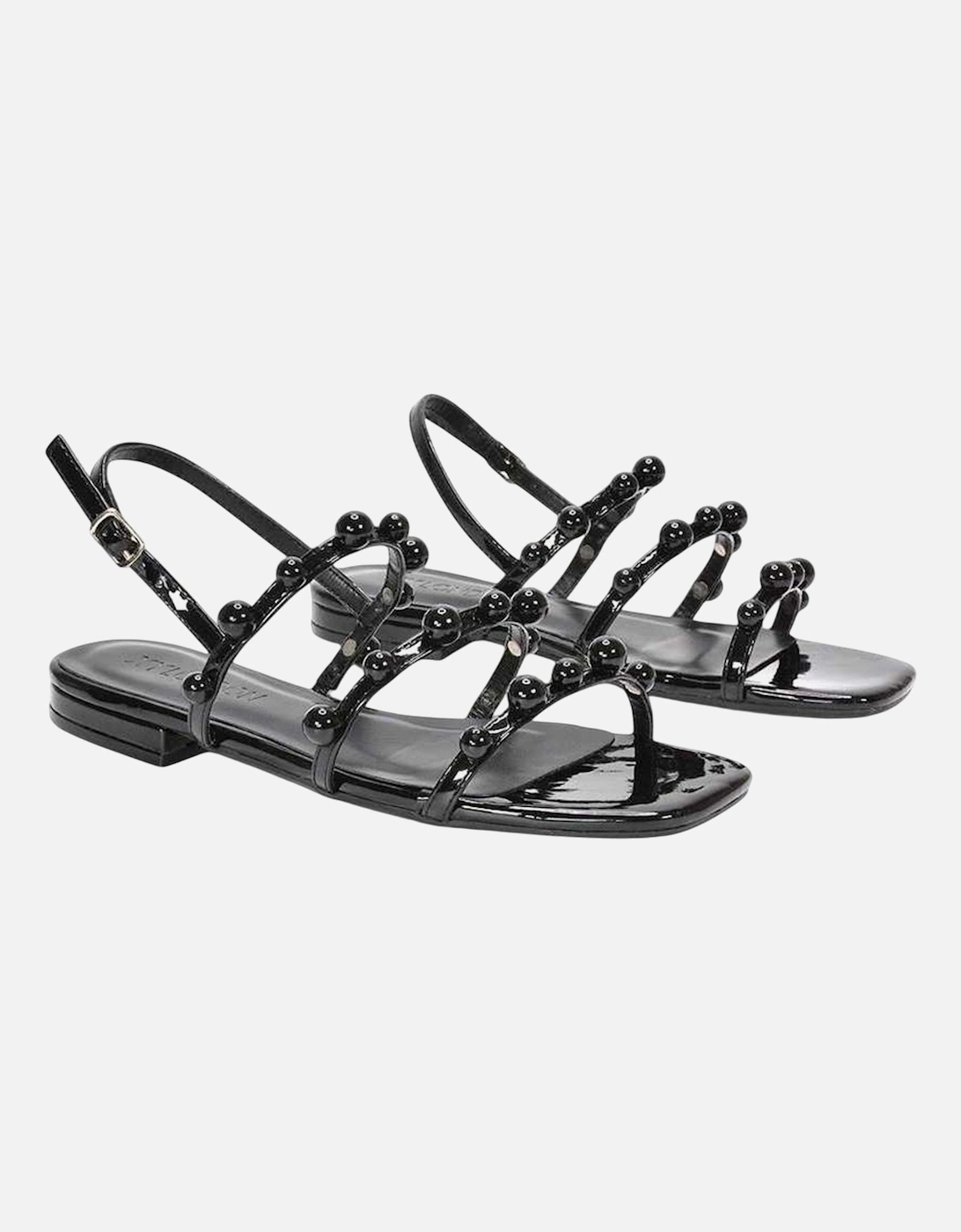 Womens/Ladies Pamela Patent Strappy Beaded Flat Sandals, 6 of 5