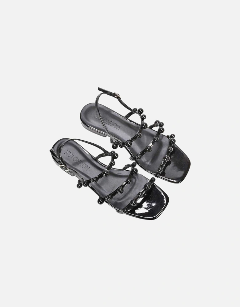 Womens/Ladies Pamela Patent Strappy Beaded Flat Sandals