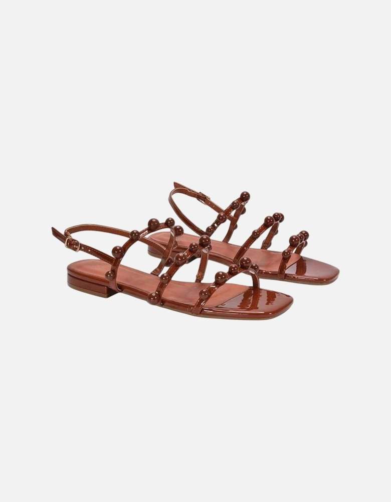 Womens/Ladies Pamela Patent Strappy Beaded Flat Sandals