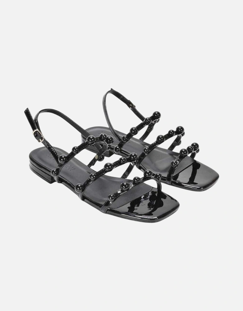 Womens/Ladies Pamela Patent Strappy Beaded Flat Sandals