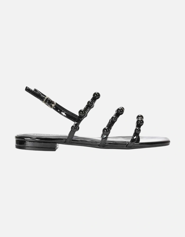 Womens/Ladies Pamela Patent Strappy Beaded Flat Sandals