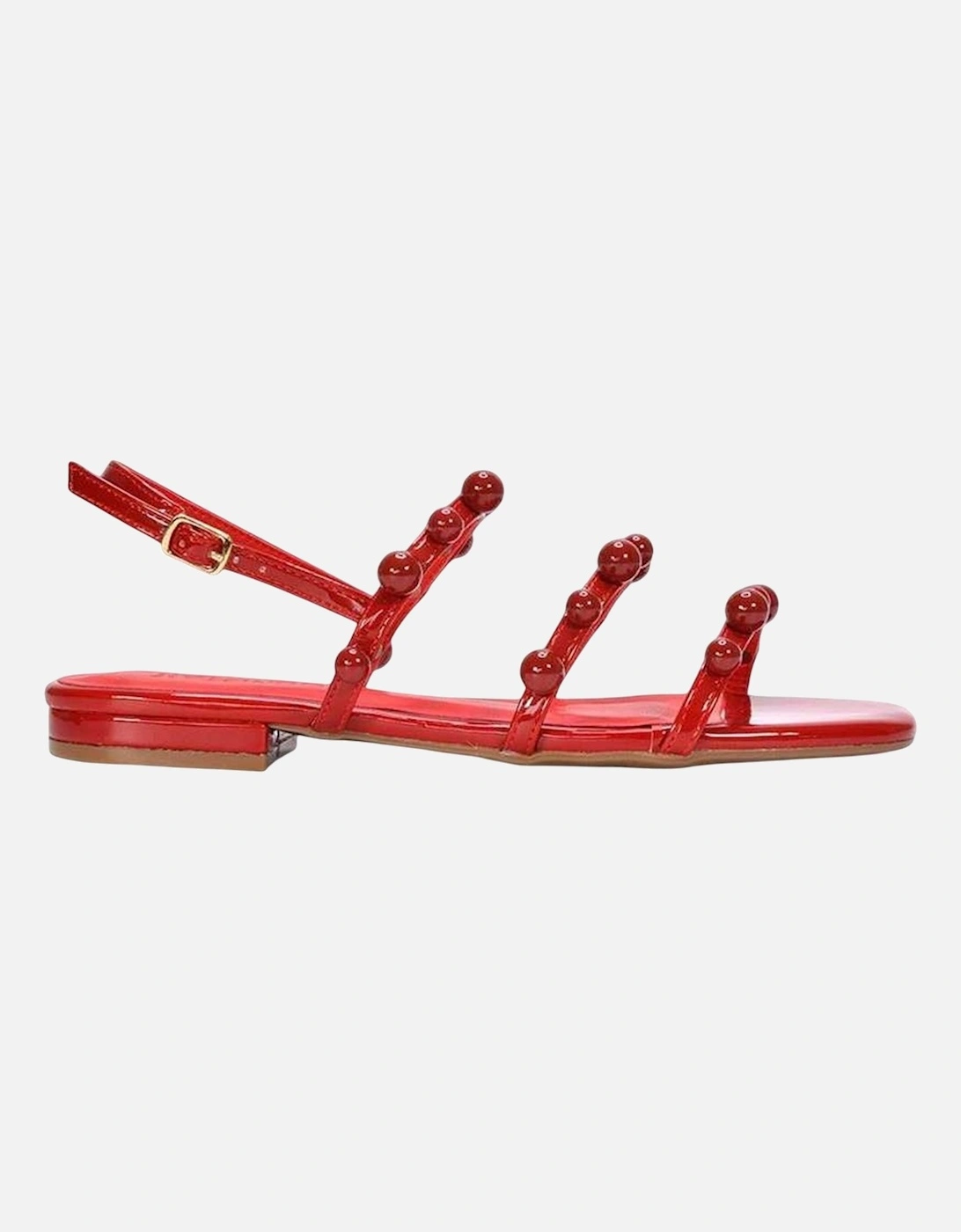 Womens/Ladies Pamela Patent Strappy Beaded Flat Sandals