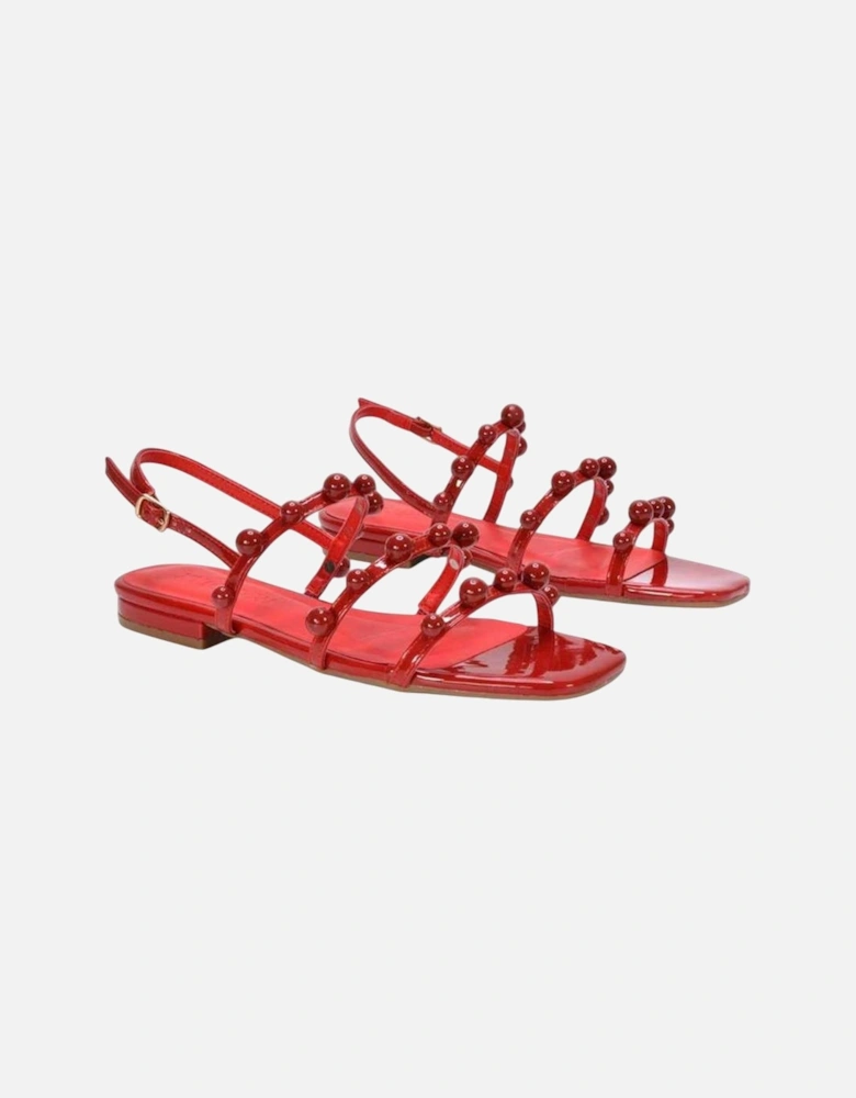 Womens/Ladies Pamela Patent Strappy Beaded Flat Sandals