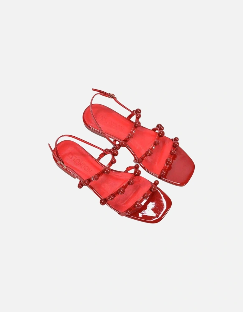 Womens/Ladies Pamela Patent Strappy Beaded Flat Sandals