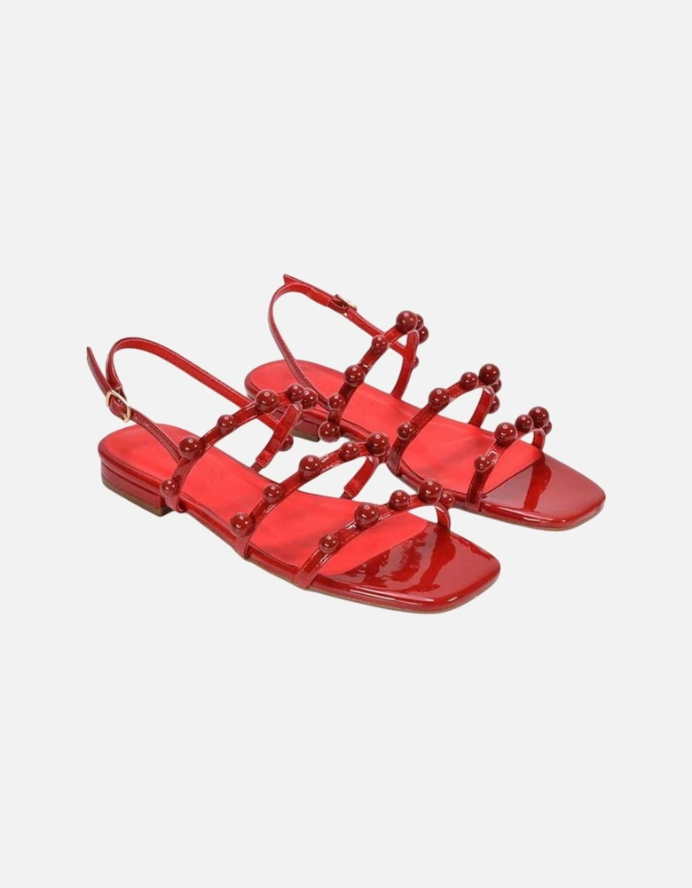 Womens/Ladies Pamela Patent Strappy Beaded Flat Sandals