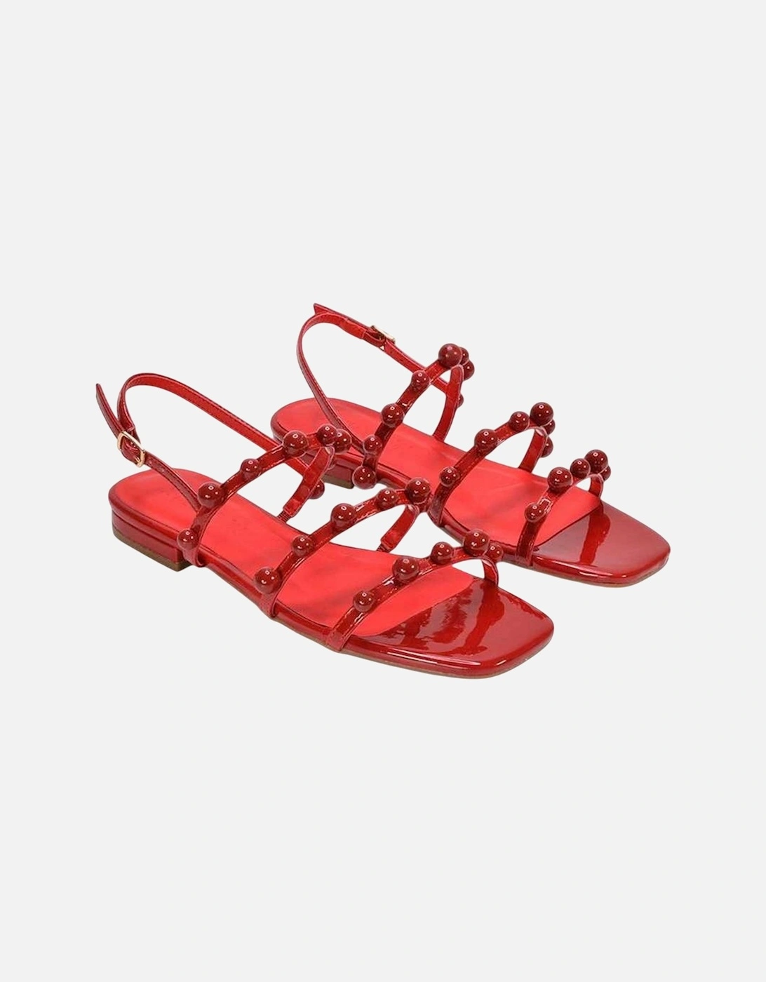 Womens/Ladies Pamela Patent Strappy Beaded Flat Sandals