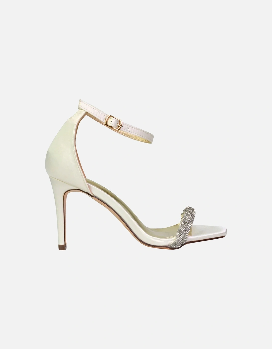 Womens/Ladies Peyton Diamante Square Toe High Stiletto Heel Sandals