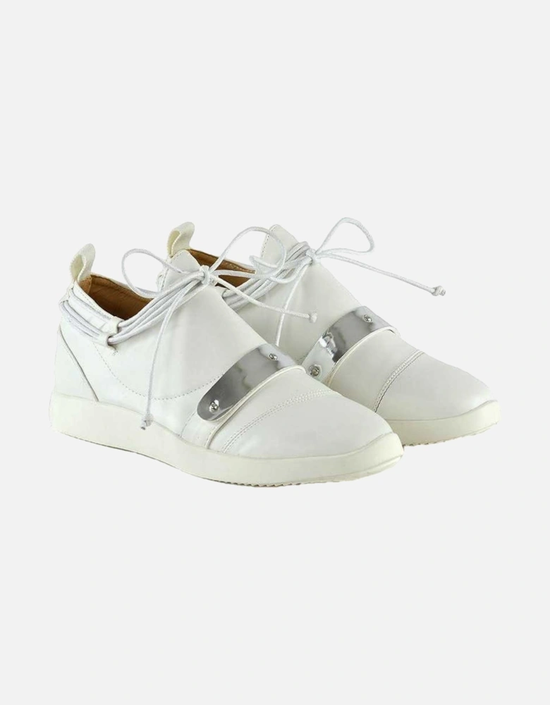 Womens/Ladies Evanescence Metallic Detail Lace Up Flat Trainers