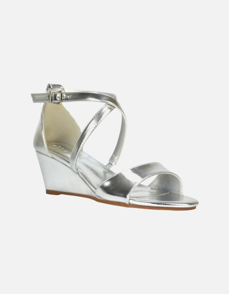 Womens/Ladies Kylie Metallic Strappy Low Wedge Sandals