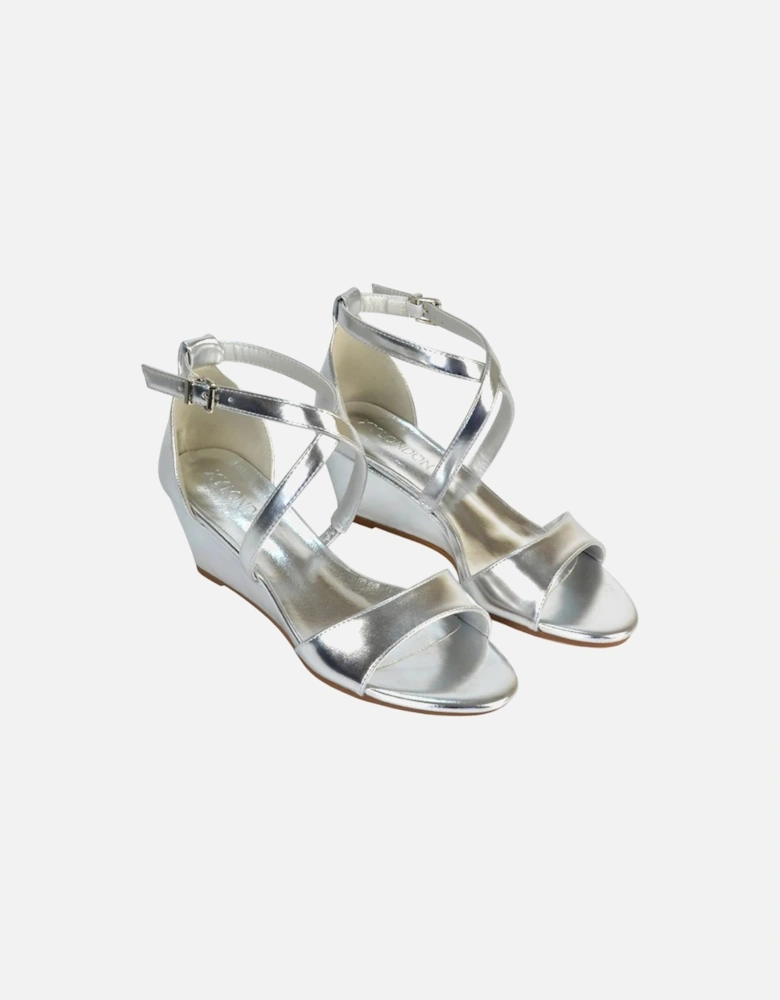 Womens/Ladies Kylie Metallic Strappy Low Wedge Sandals