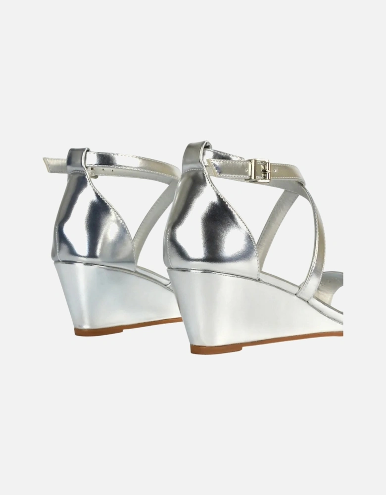 Womens/Ladies Kylie Metallic Strappy Low Wedge Sandals