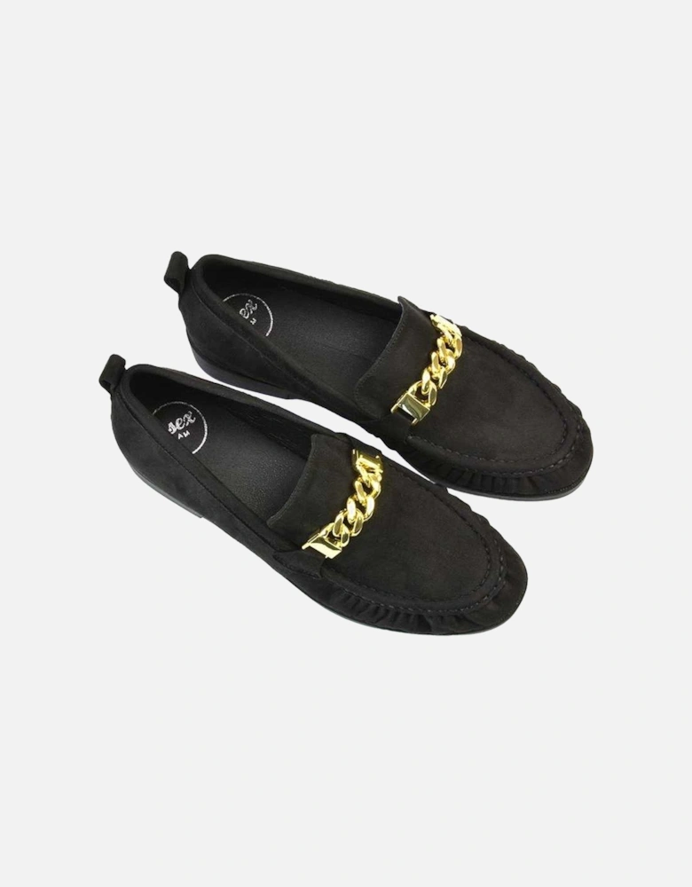 Womens/Ladies Heidi Chain Detail Ruched Loafers