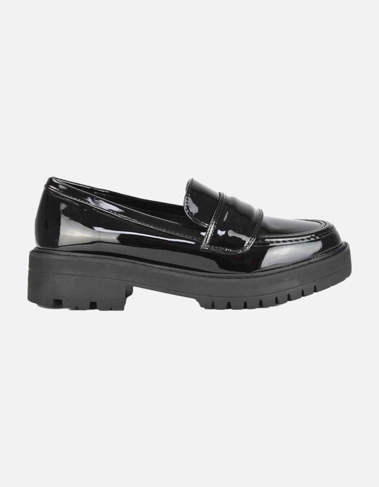 Womens/Ladies Kourtney Patent Leather Chunky Heel Loafers