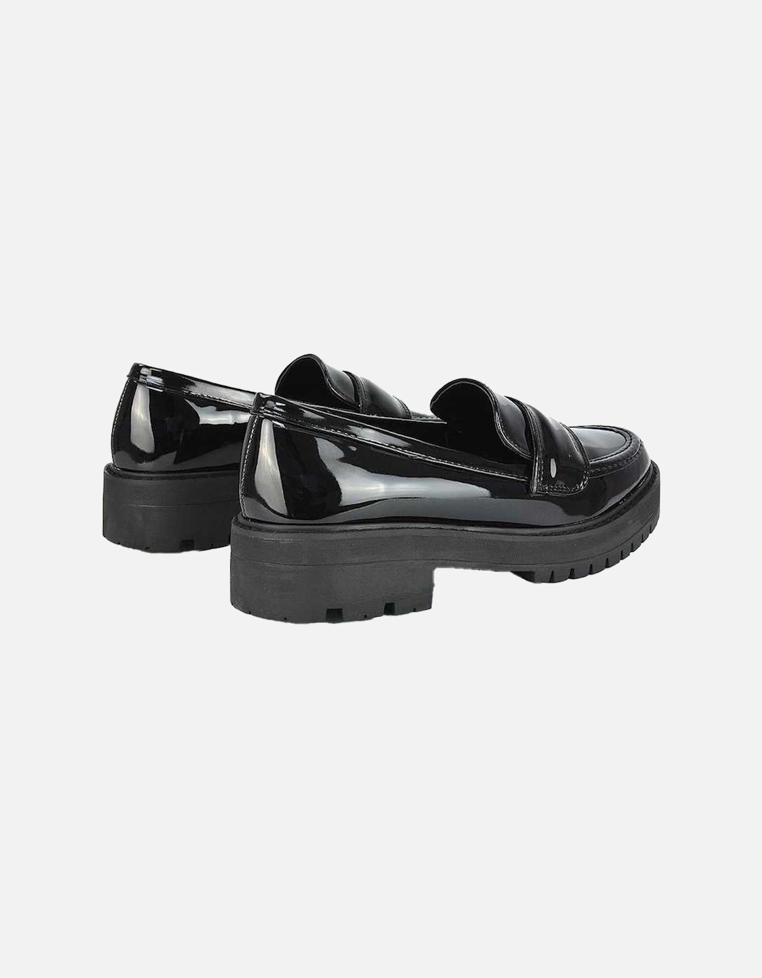 Womens/Ladies Kourtney Patent Leather Chunky Heel Loafers