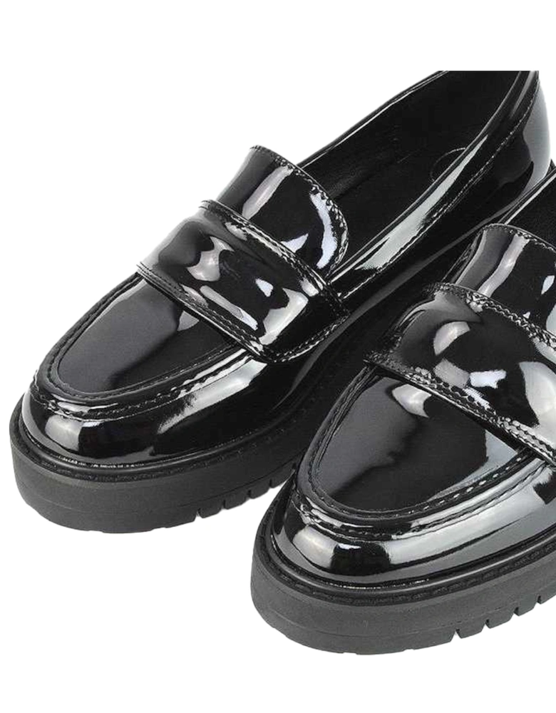 Womens/Ladies Kourtney Patent Leather Chunky Heel Loafers