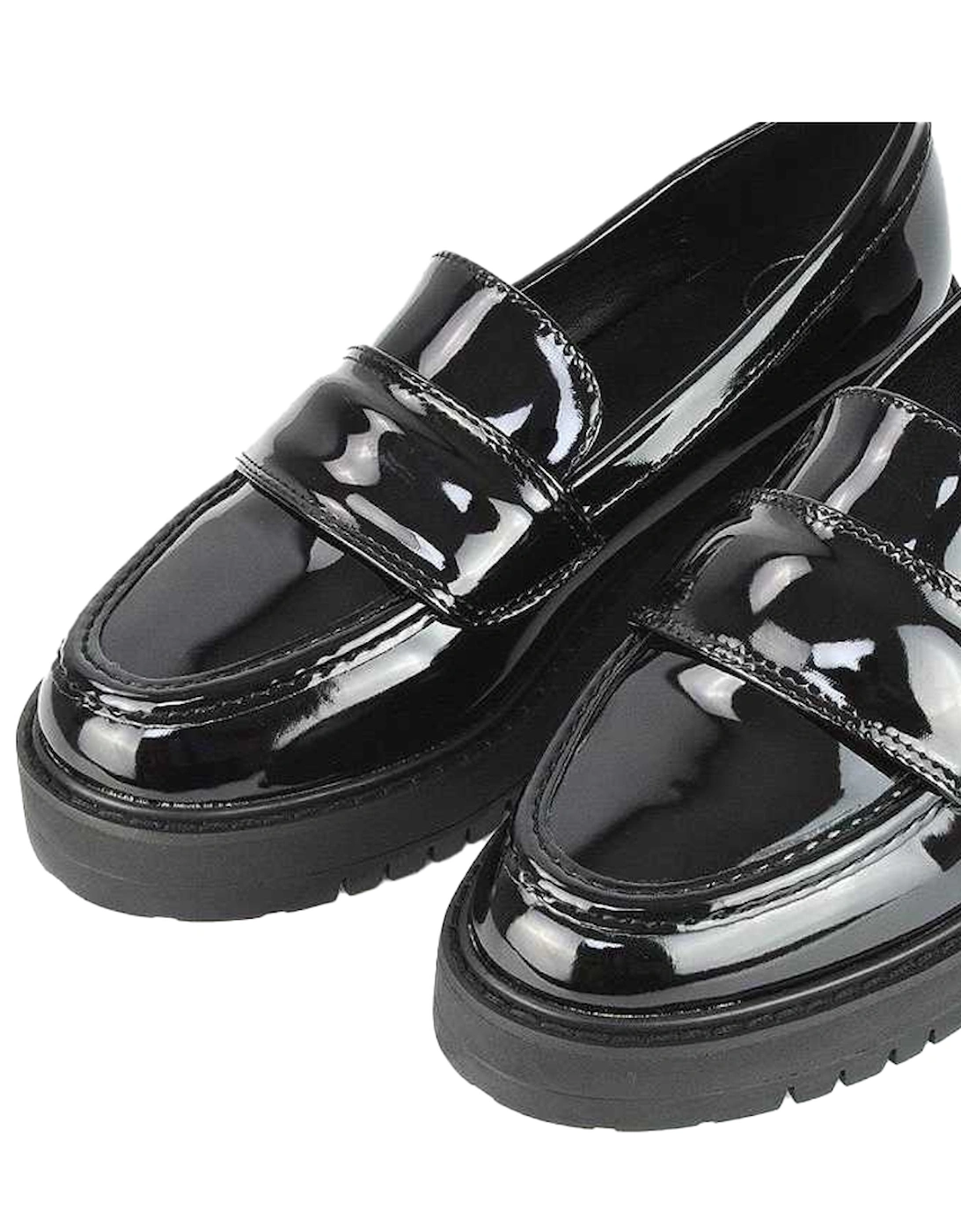 Womens/Ladies Kourtney Patent Leather Chunky Heel Loafers
