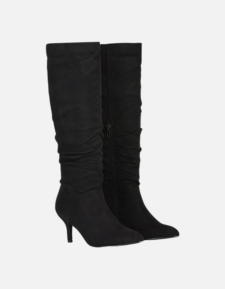 Womens/Ladies Sian Ruched Pointed Mid Stiletto Knee-High Boots