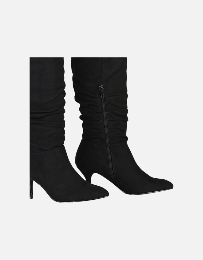 Womens/Ladies Sian Ruched Pointed Mid Stiletto Knee-High Boots
