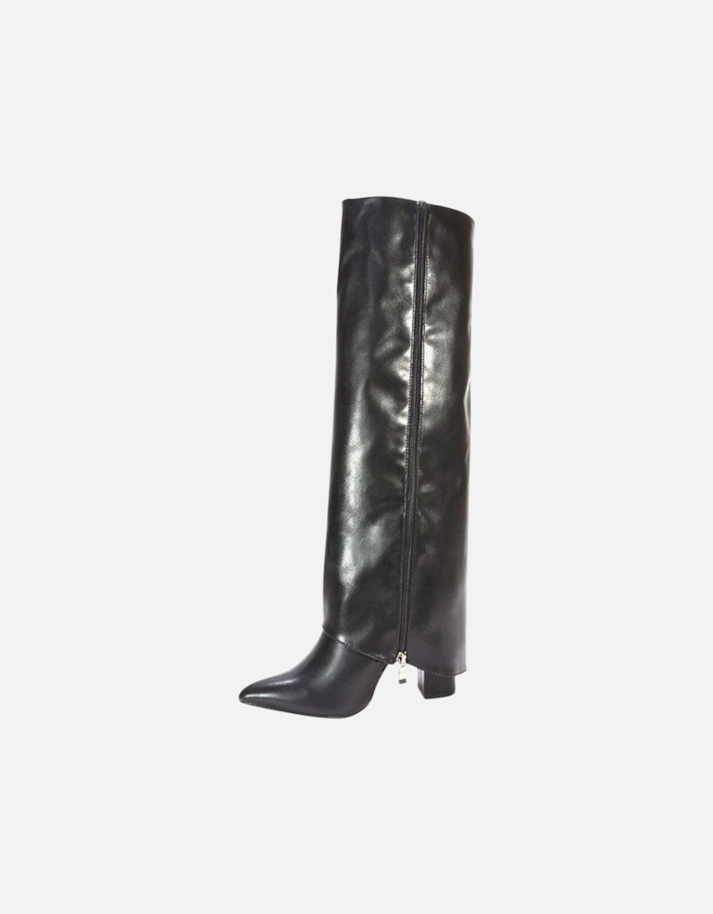 Womens/Ladies Allie Fold Over Pointed Side Zip Knee-High Boots