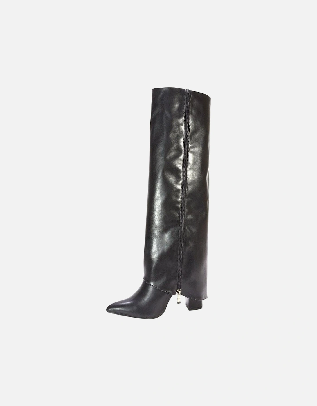 Womens/Ladies Allie Fold Over Pointed Side Zip Knee-High Boots