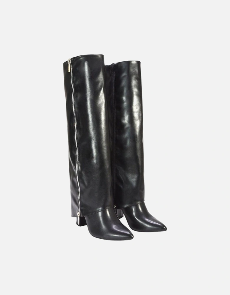 Womens/Ladies Allie Fold Over Pointed Side Zip Knee-High Boots