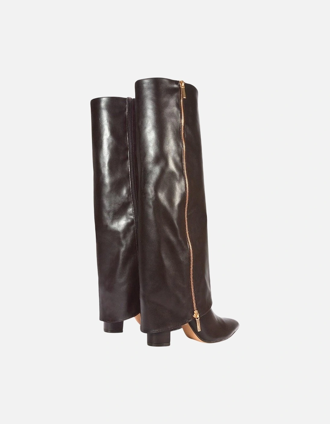 Womens/Ladies Allie Fold Over Pointed Side Zip Knee-High Boots