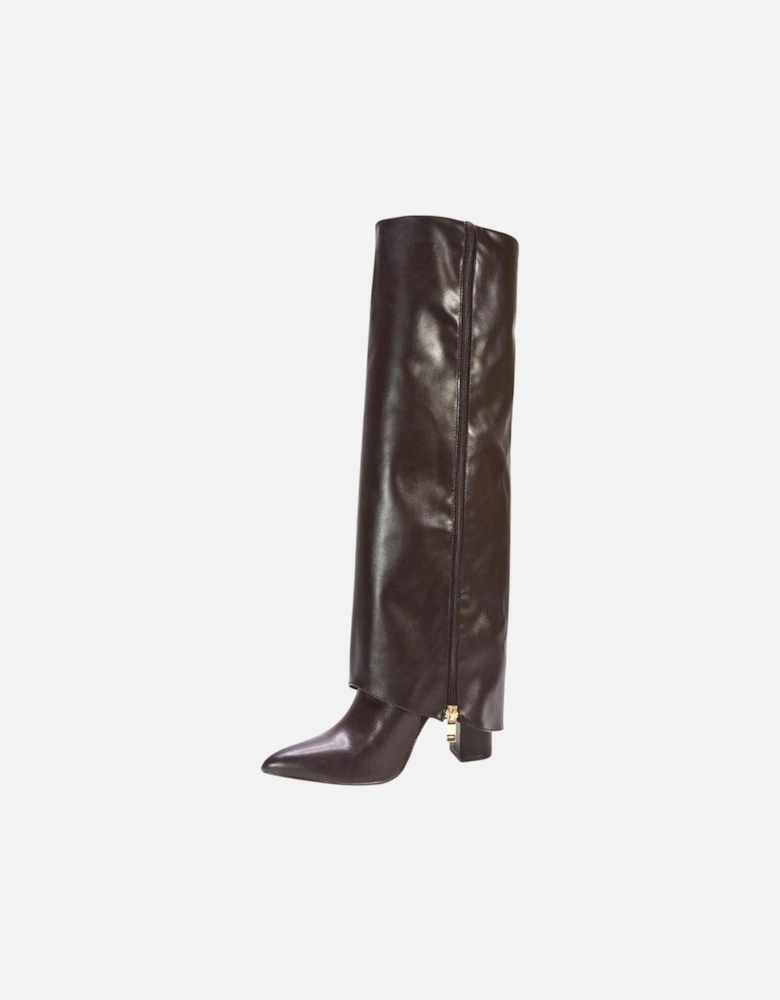 Womens/Ladies Allie Fold Over Pointed Side Zip Knee-High Boots