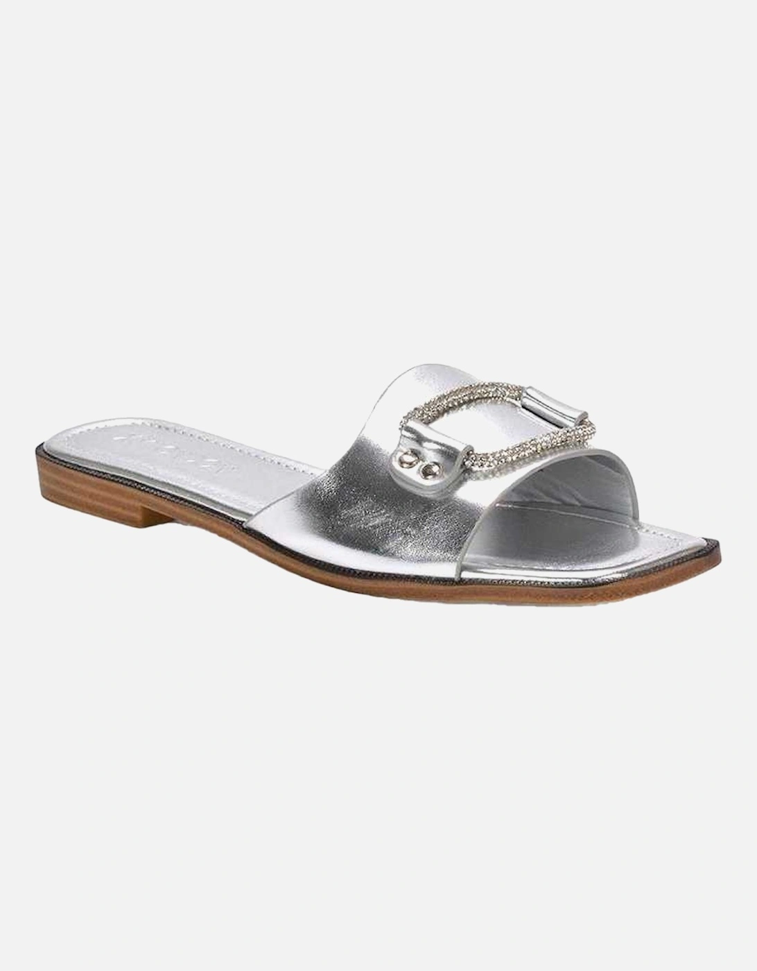Womens/Ladies Annie Diamante Metallic Flat Sandals, 6 of 5
