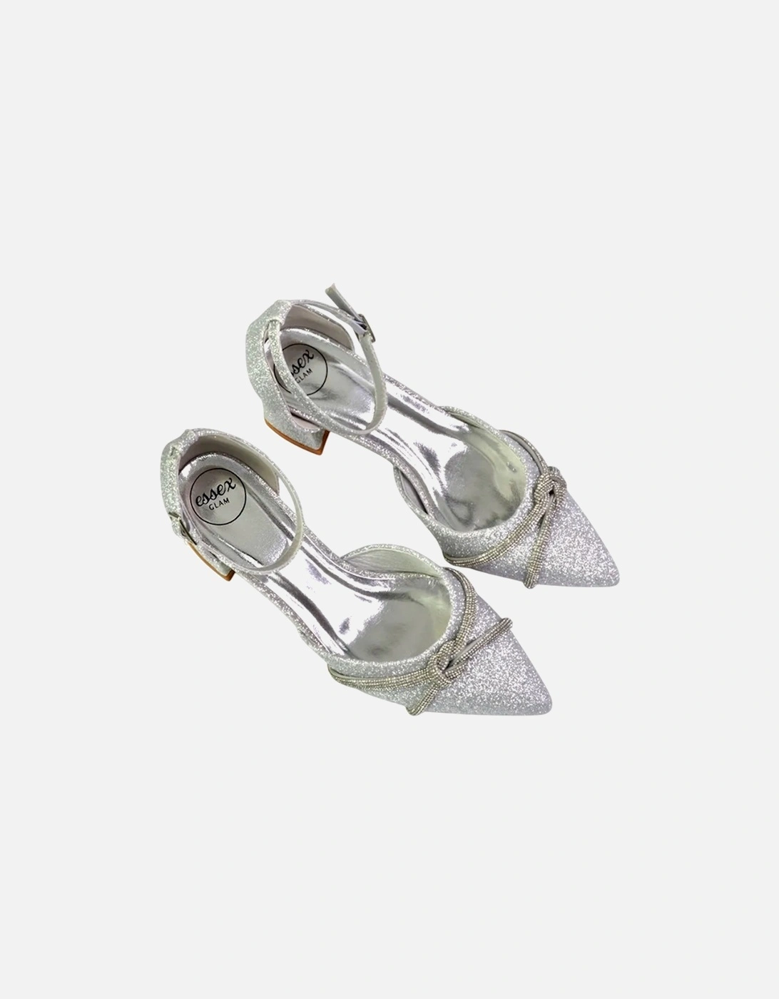 Womens/Ladies Sarah Diamante Glitter Ankle Strap Medium Block Heel Sandals