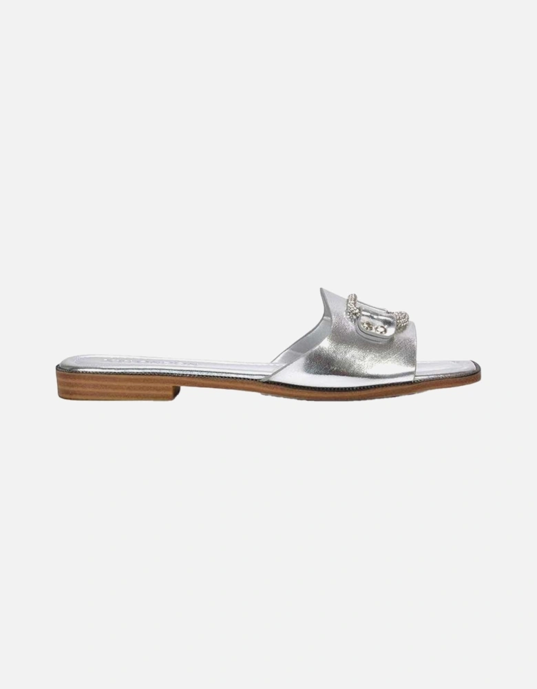 Womens/Ladies Annie Diamante Metallic Flat Sandals