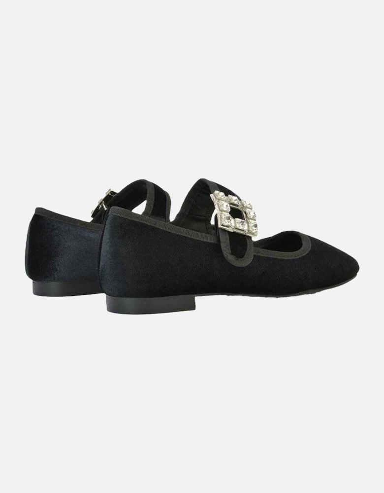 Womens/Ladies Rhyse Diamante Velvet Mary Janes
