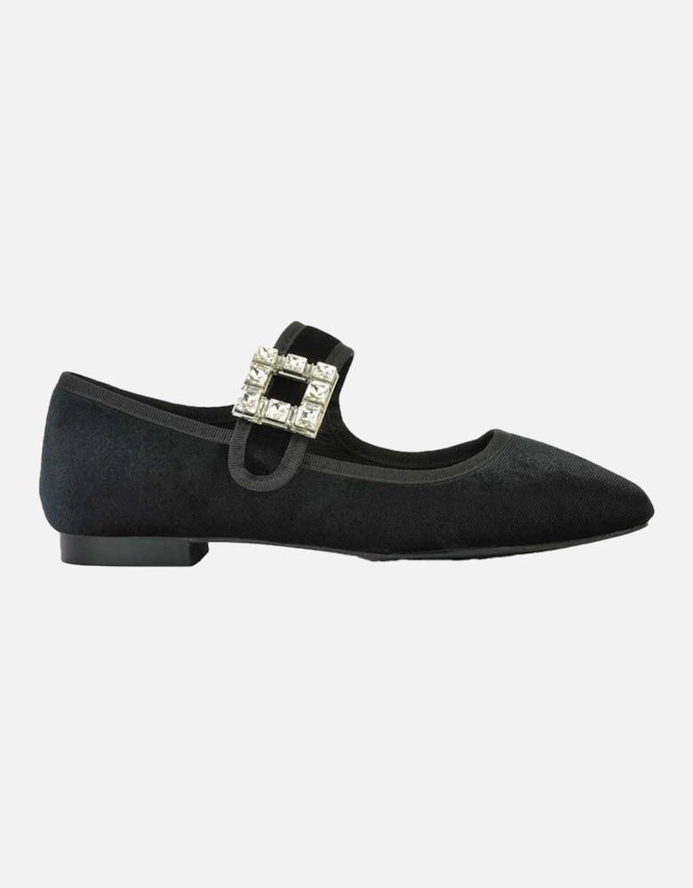 Womens/Ladies Rhyse Diamante Velvet Mary Janes