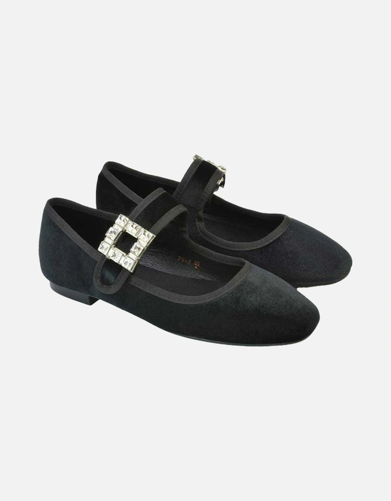 Womens/Ladies Rhyse Diamante Velvet Mary Janes