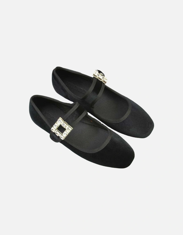 Womens/Ladies Rhyse Diamante Velvet Mary Janes