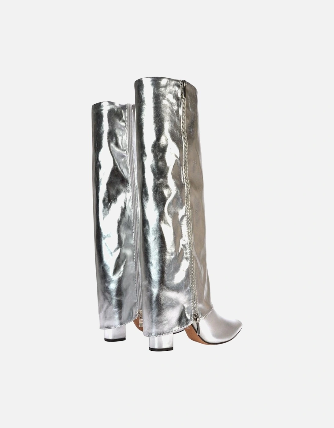 Womens/Ladies Allie Fold Over Metallic Pointed Side Zip Knee-High Boots