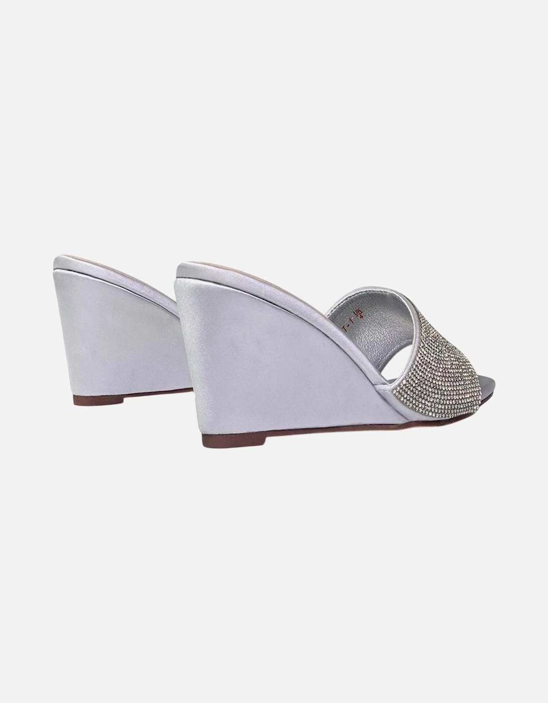 Womens/Ladies Eliza Diamante Satin Wedge Mule Sandals
