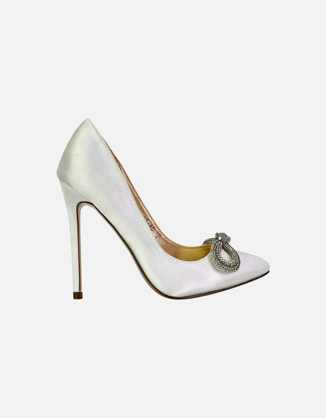 Womens/Ladies Lane Diamante Satin Pointed Bow Stiletto Heel Court Shoes