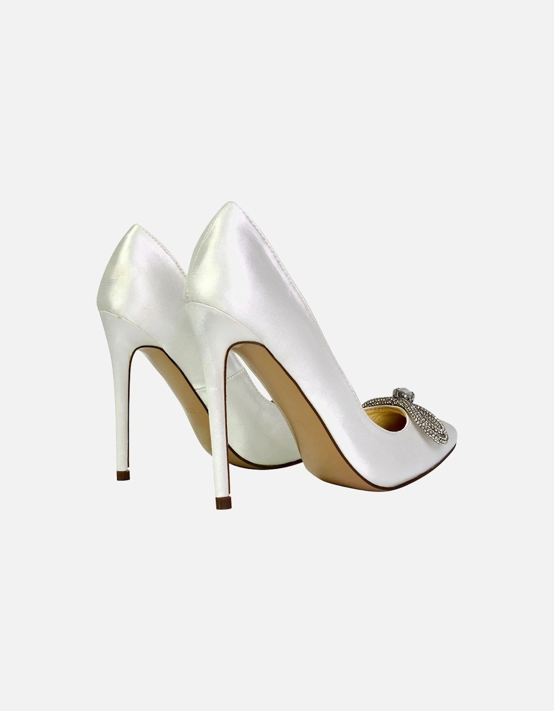 Womens/Ladies Lane Diamante Satin Pointed Bow Stiletto Heel Court Shoes