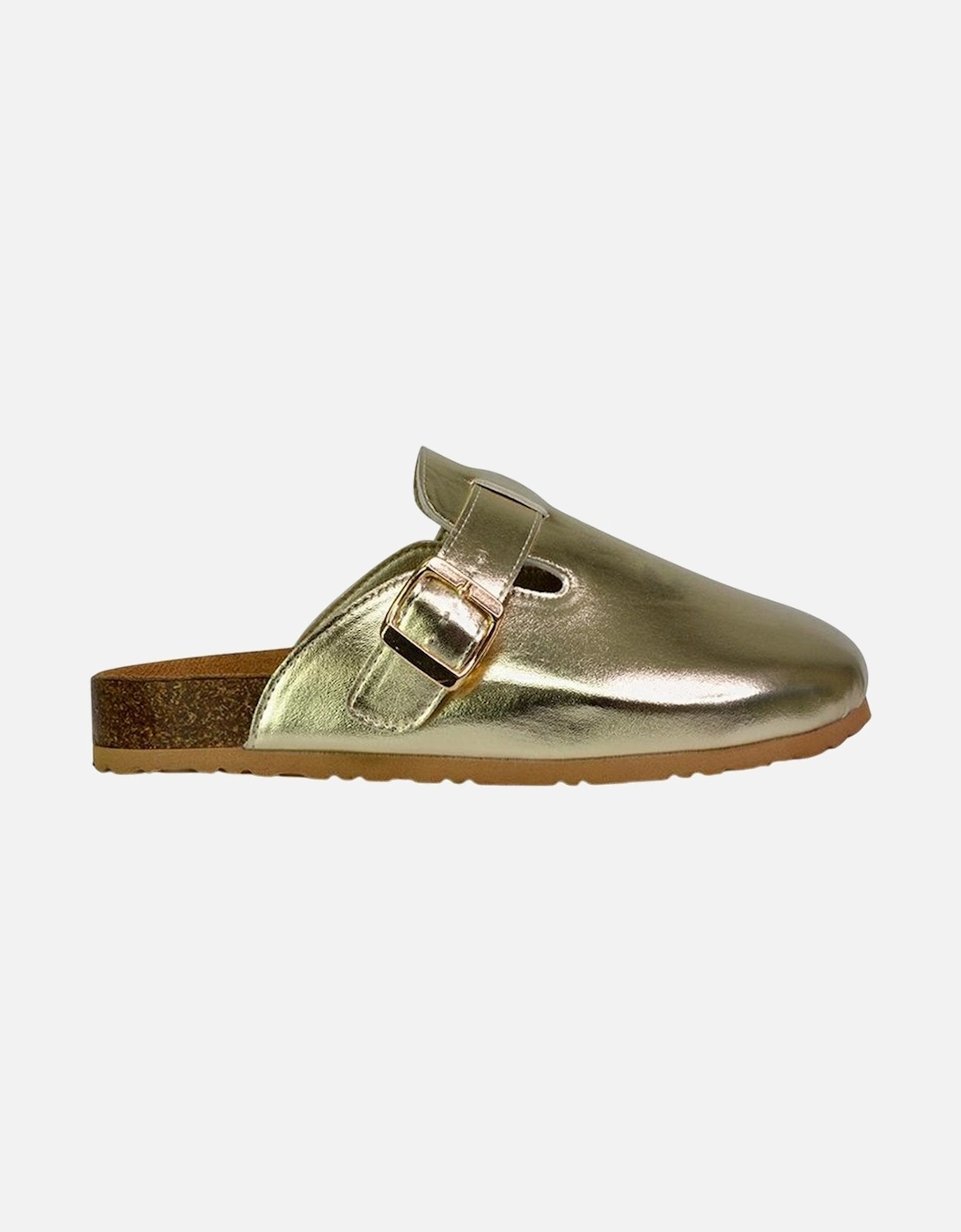Womens/Ladies Lucy Metallic Cork Slip-on Mules