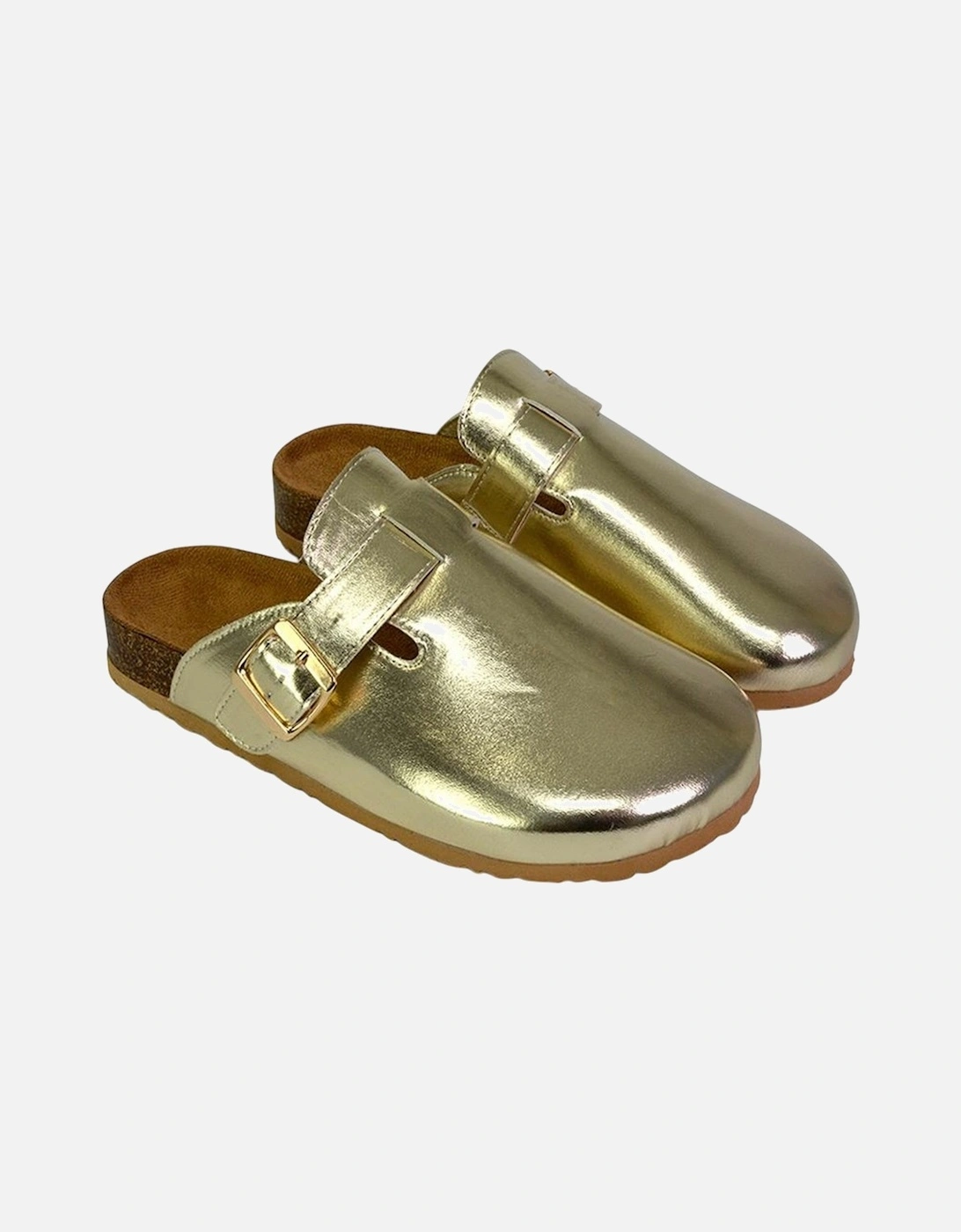 Womens/Ladies Lucy Metallic Cork Slip-on Mules, 6 of 5