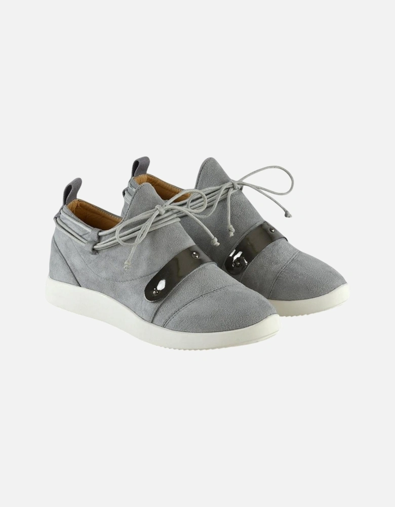 Womens/Ladies Evanescence Metallic Detail Lace Up Flat Trainers