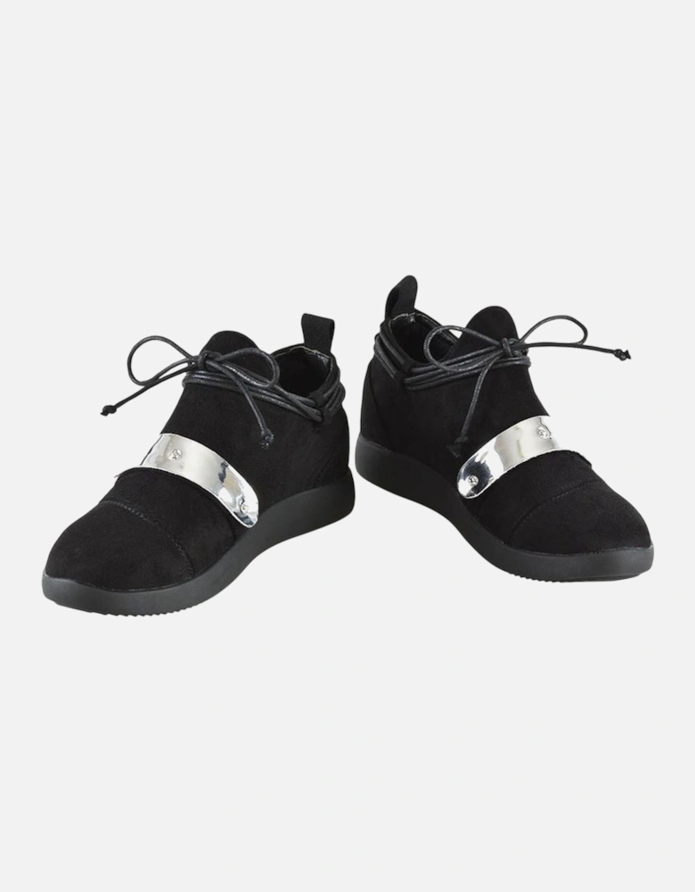 Womens/Ladies Evanescence Metallic Detail Lace Up Flat Trainers