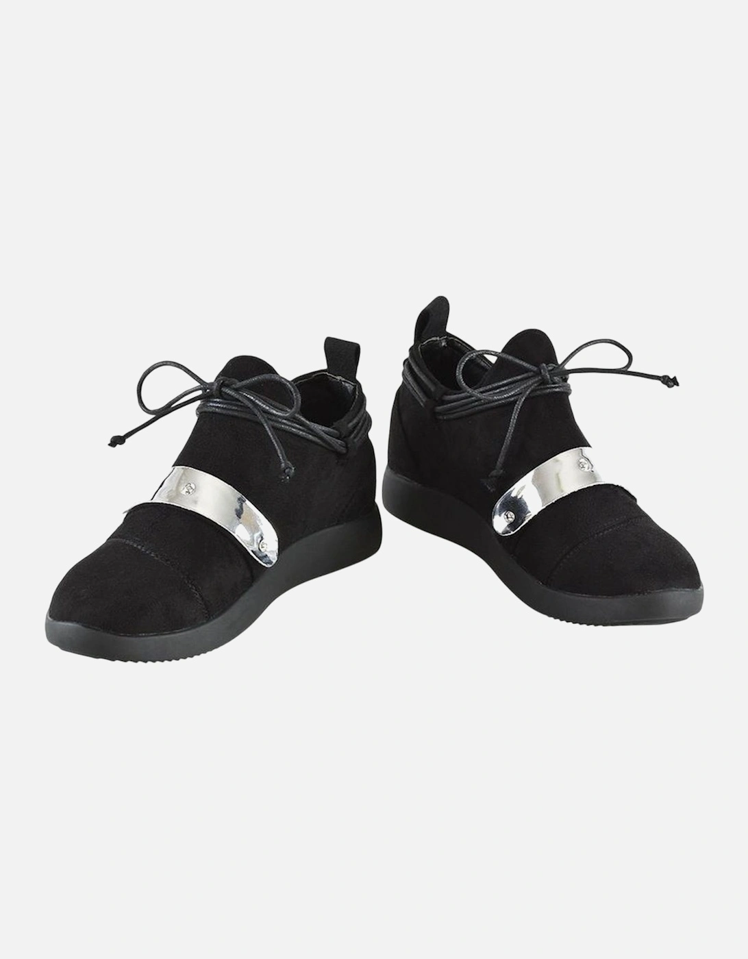 Womens/Ladies Evanescence Metallic Detail Lace Up Flat Trainers