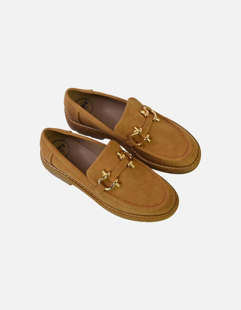 Womens/Ladies Riley Buckle Detail Block Heel Loafers