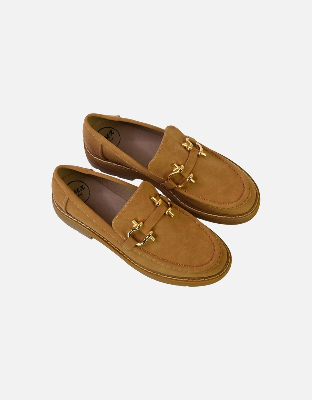 Womens/Ladies Riley Buckle Detail Block Heel Loafers