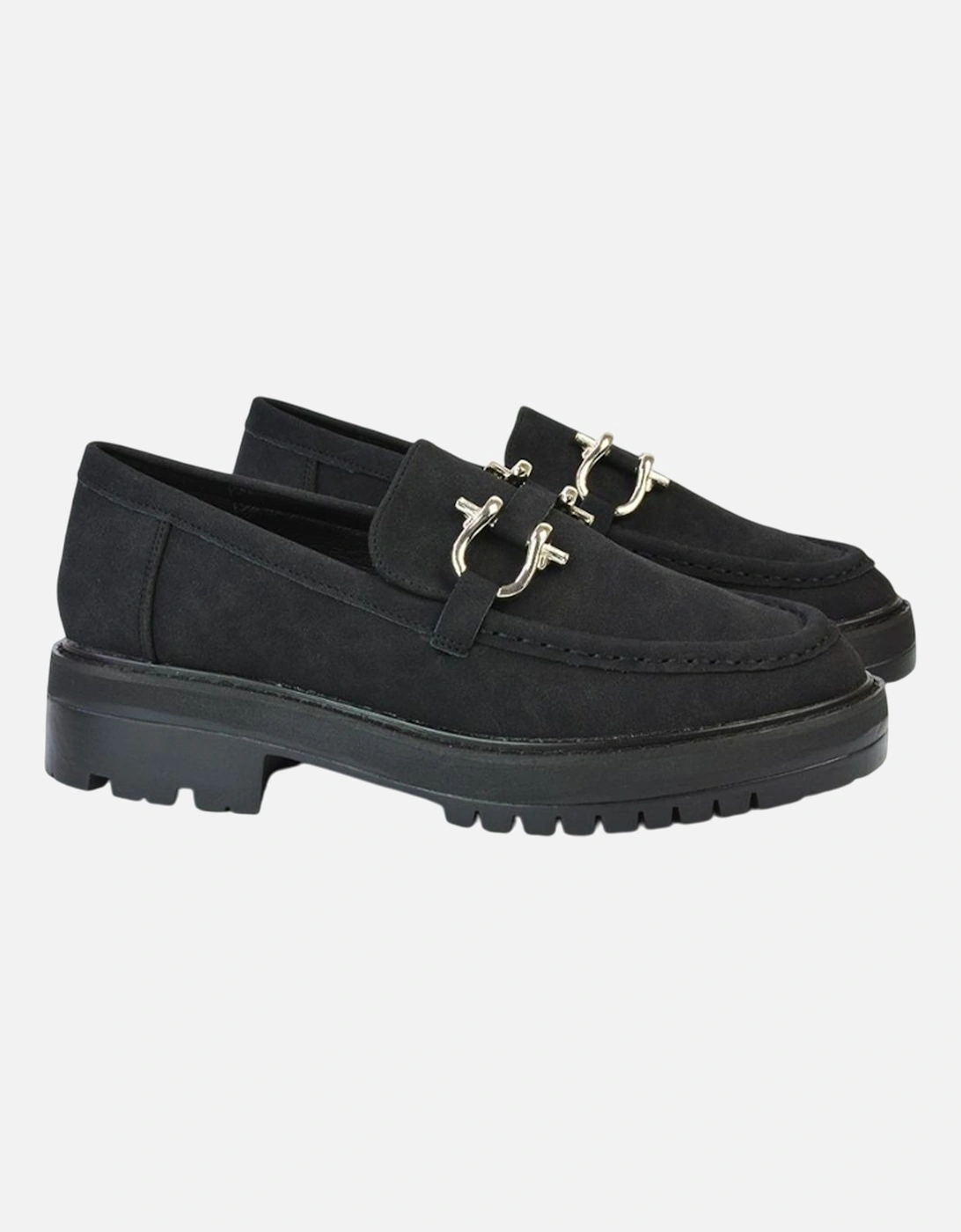 Womens/Ladies Riley Buckle Detail Block Heel Loafers