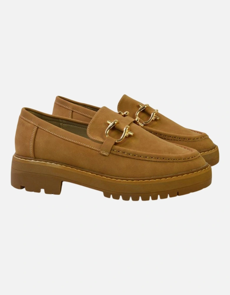 Womens/Ladies Riley Buckle Detail Block Heel Loafers