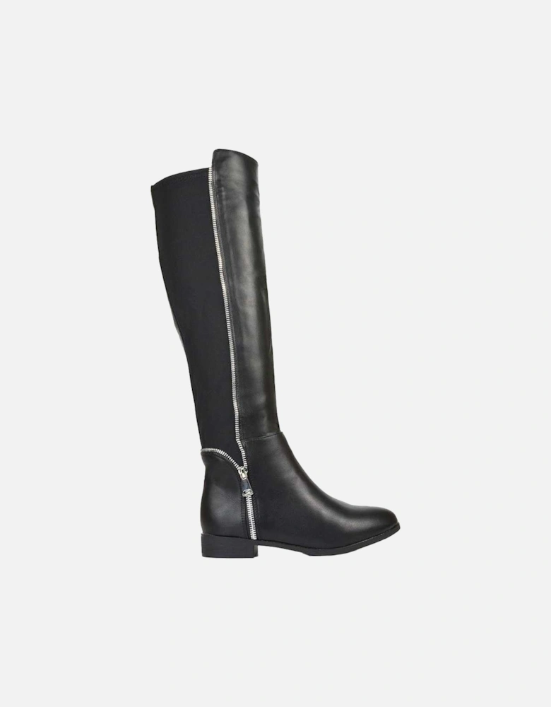 Womens/Ladies Sutton Zip Stretch Calf Flat Knee-High Boots