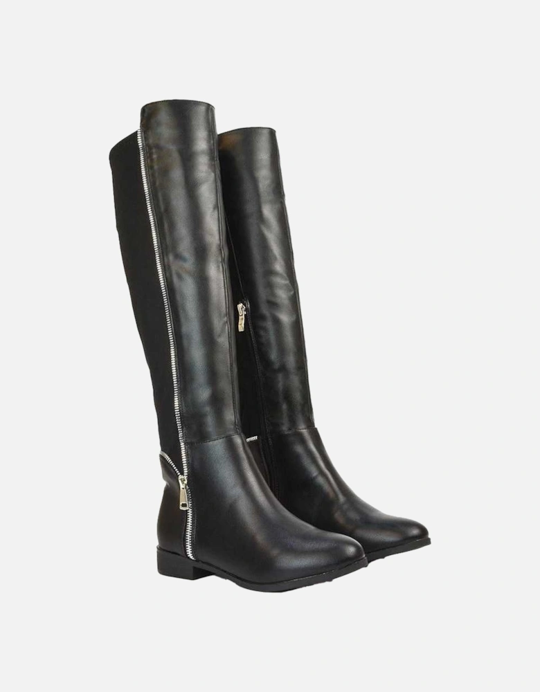 Womens/Ladies Sutton Zip Stretch Calf Flat Knee-High Boots