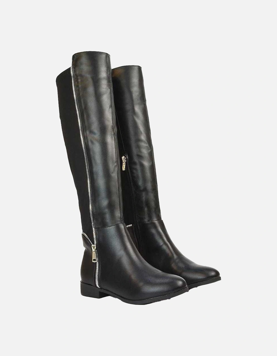 Womens/Ladies Sutton Zip Stretch Calf Flat Knee-High Boots